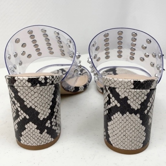 Caravel studded Snake Print Heeled Sandals - Picture 5 of 7
